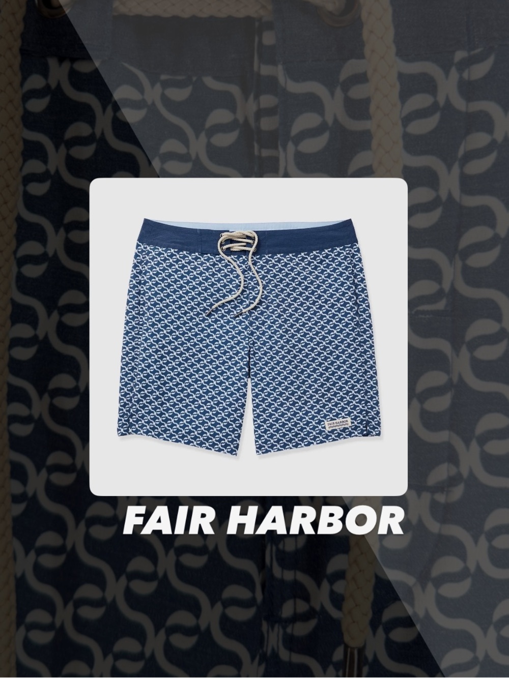 EUC Fair Harbor Navy Geo Nautilus Board Shorts